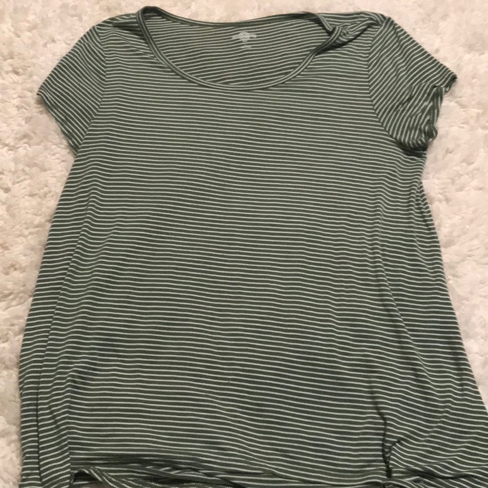 Stripped green and white short sleeve top